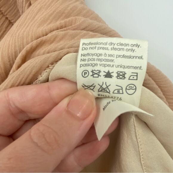 3.1 Phillip Lim Women's Nude Tan Silk Blend Ruffle Sleeveless Mini Dress Size 4 - Picture 9 of 9